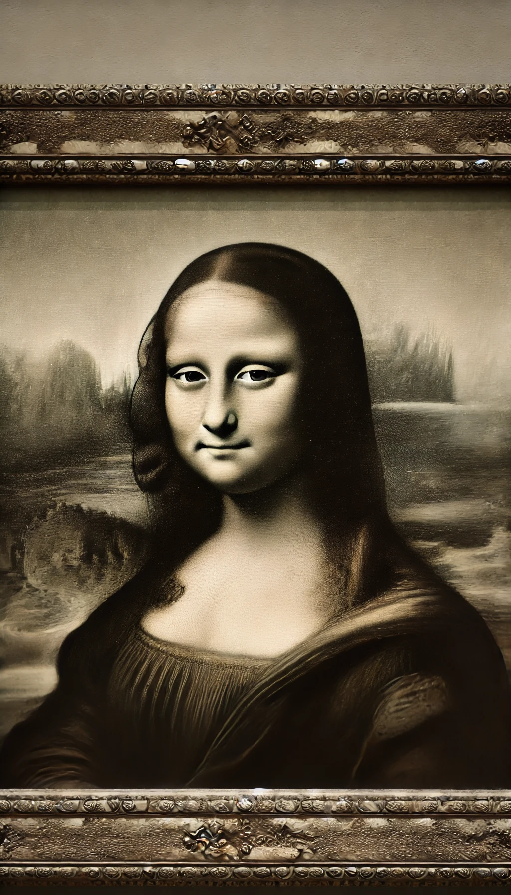 Imagem do famoso retrato de Mona Lisa em destaque, com seu misterioso sorriso.