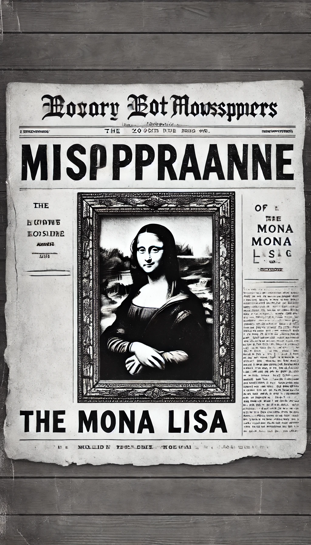 Capa de jornal antigo anunciando o desaparecimento da Mona Lisa.